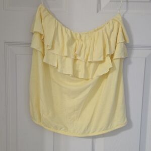 American Eagle Outfitters Light Yellow Ruffled Blouse